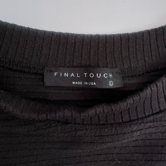 FINAL TOUCH RIBBED CREW NECK EXTENED LONG BELL SLEEVE CROP TOP SWEATSHIRT LARGE - Picture 6 of 9